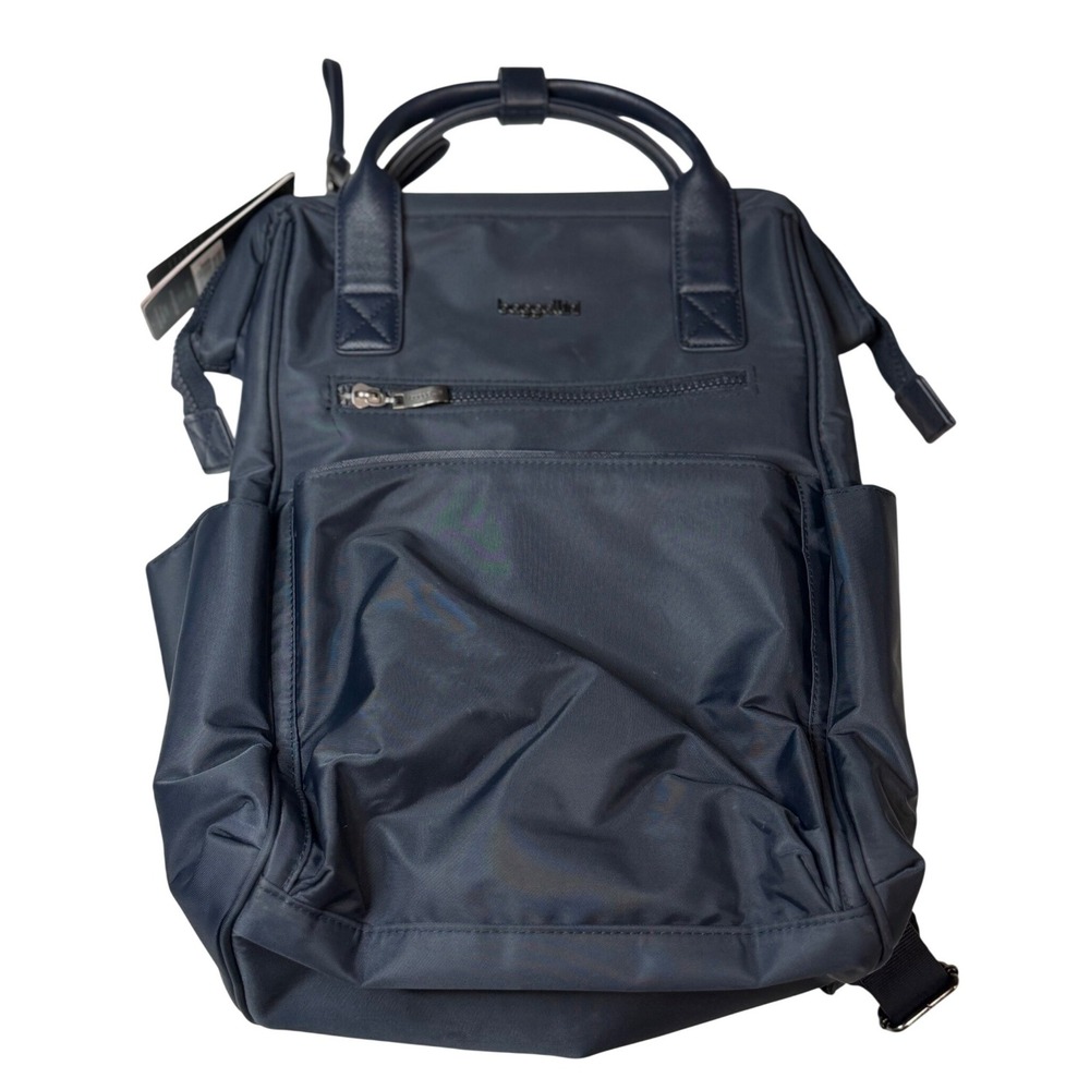 Baggallini Soho Backpack French Navy Blue Laptop Travel Bag Luggage Sleeve